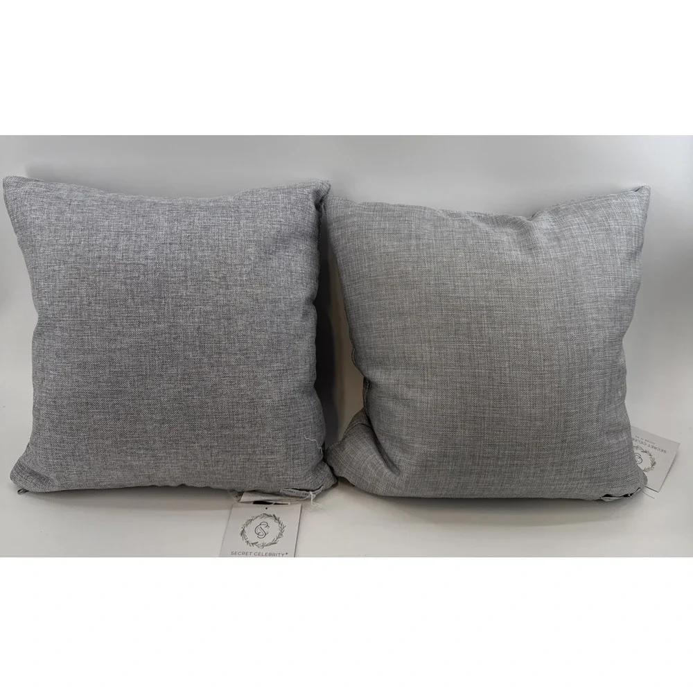 2-Secret‎ Celebrity Merry Christmas Gray Deer Embroidered Throw Pillows NWT